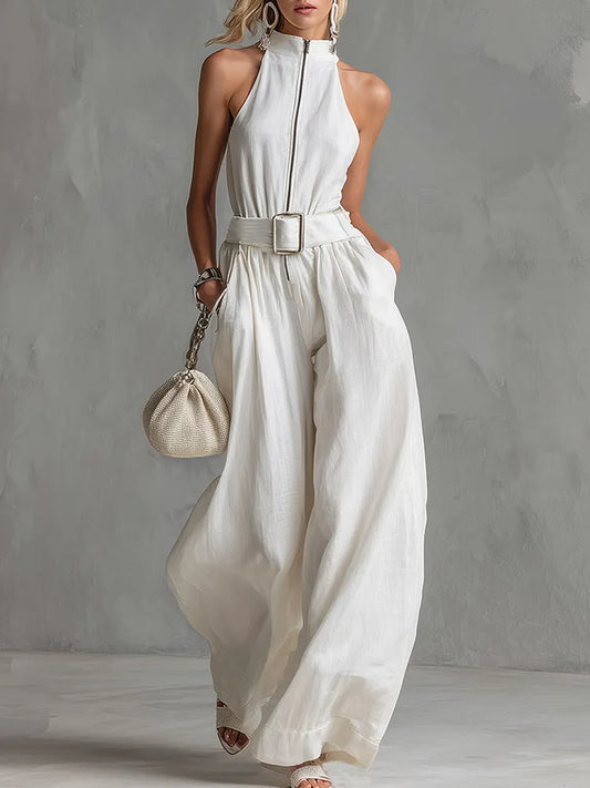 Aisling | Belted Wide-Leg City Jumpsuit