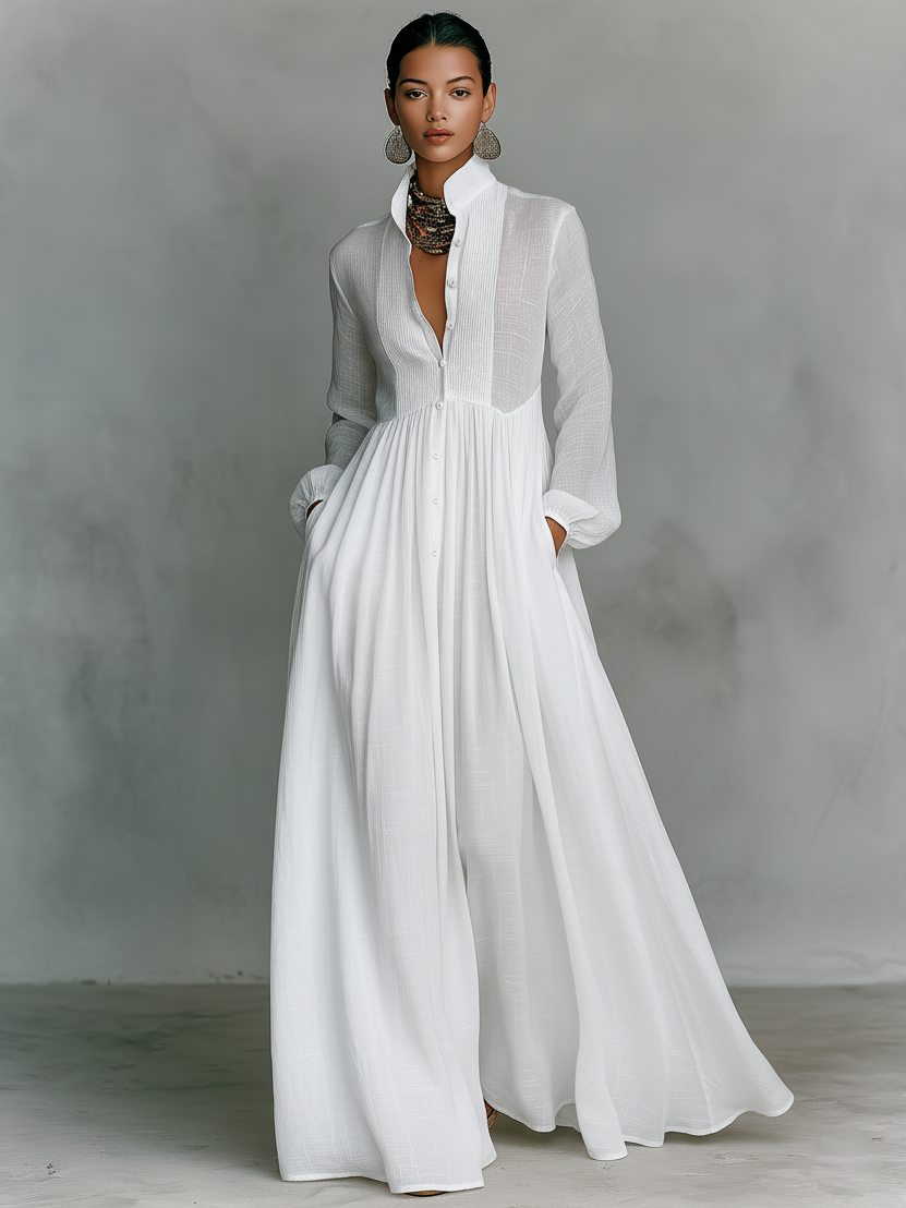 Cumman | Cotton and Linen Patchwork Maxi Dress