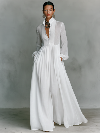 Cumman | Cotton and Linen Patchwork Maxi Dress