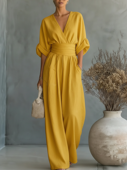 Siobhán | V-Neck High-Waisted Jumpsuit