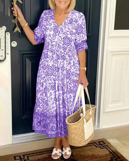 Tuathla | V-Neck Floral Dress