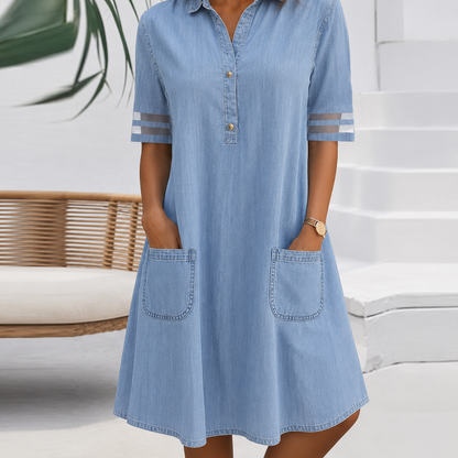 Aoife™ | Tummy-Flattering Denim-Look Blouse Dress