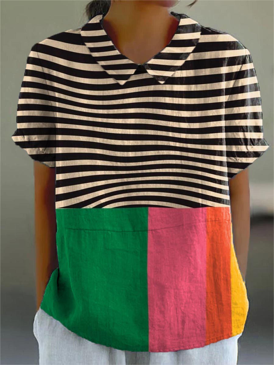 Niamh | Bold Stripes and Color Block Shirt