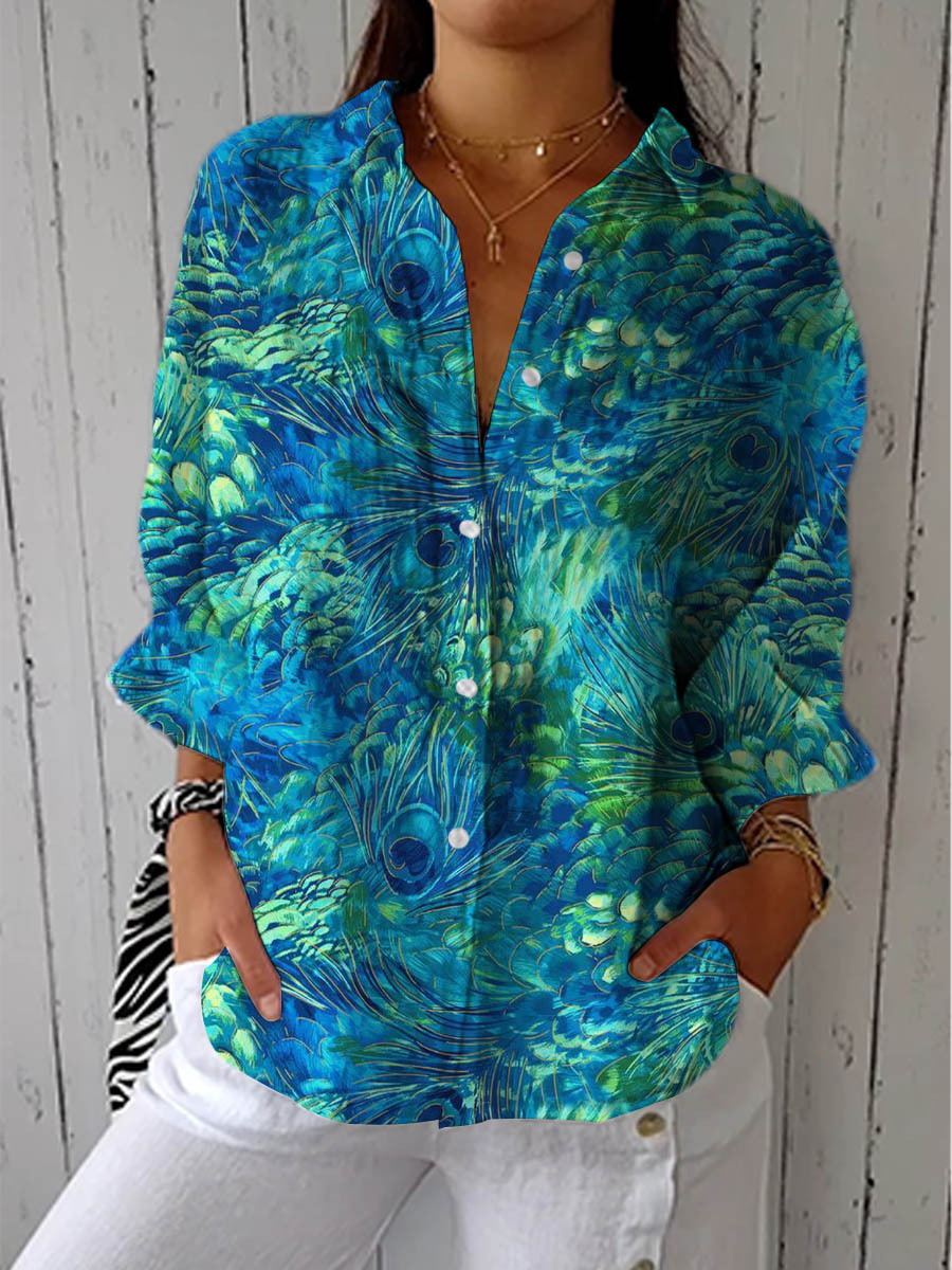 Aoife – Blue Nature Print Blouse