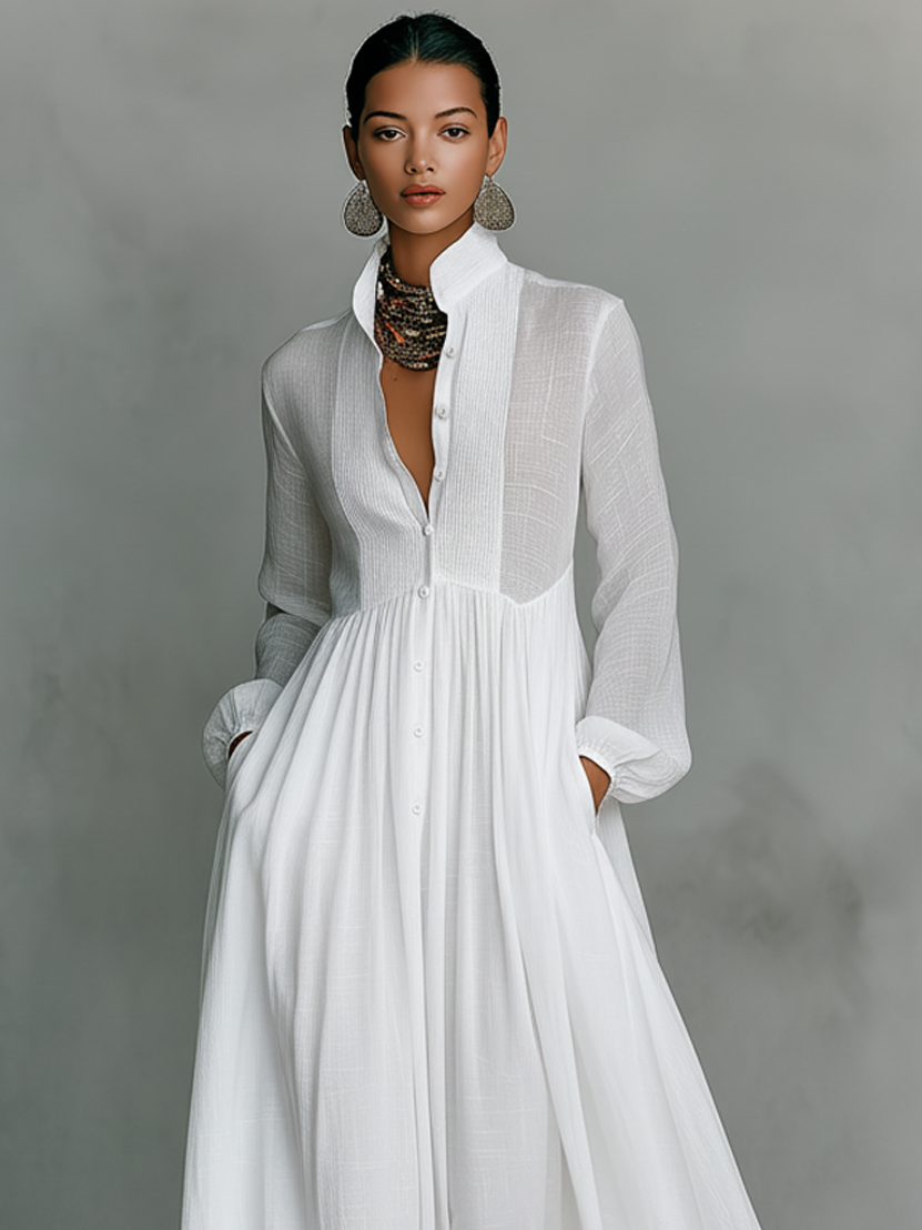 Cumman | Cotton and Linen Patchwork Maxi Dress