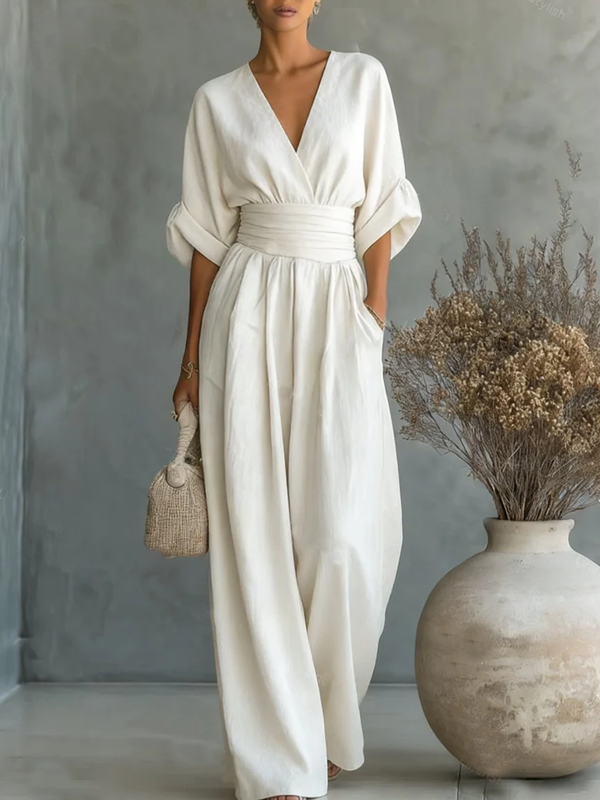 Siobhán | V-Neck High-Waisted Jumpsuit