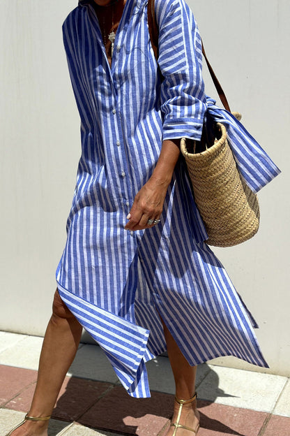 Deirdre™ | Classic Striped Shirt Maxi