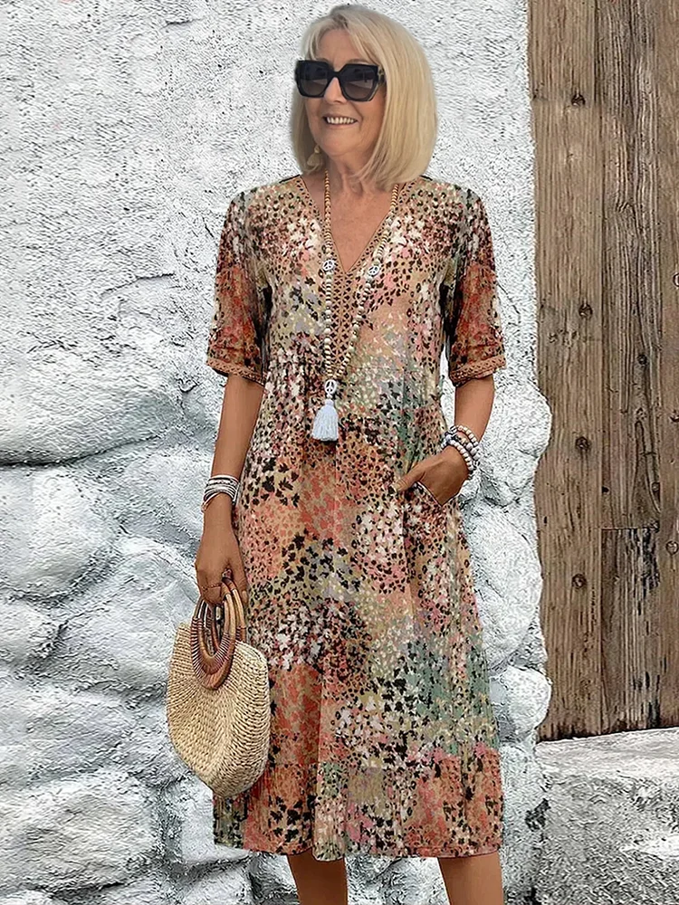 Onóra | Vibrant Midi Dress with Elegant Tummy Coverage
