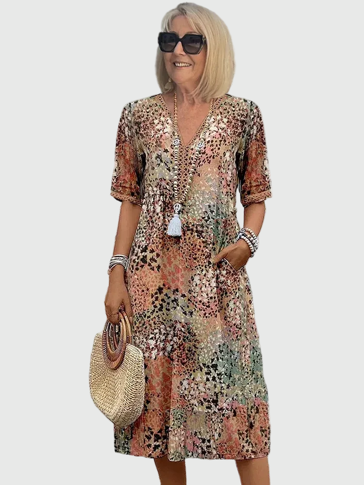 Nóra | Elegant Floral Midi Dress
