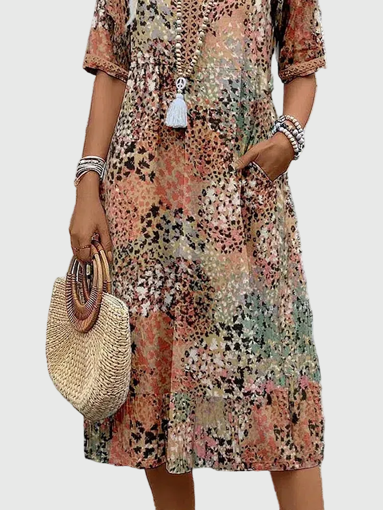 Nóra | Elegant Floral Midi Dress