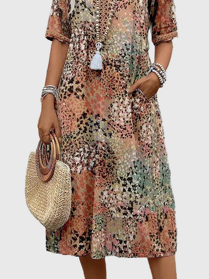 Nóra | Elegant Floral Midi Dress