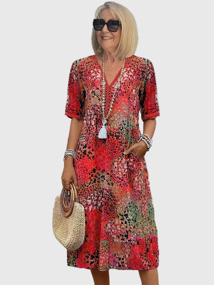 Nóra | Elegant Floral Midi Dress