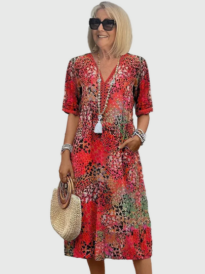 Nóra | Elegant Floral Midi Dress