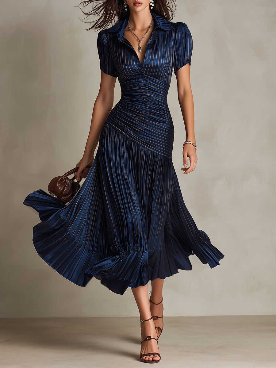 Tara | Retro Striped Midi Dress
