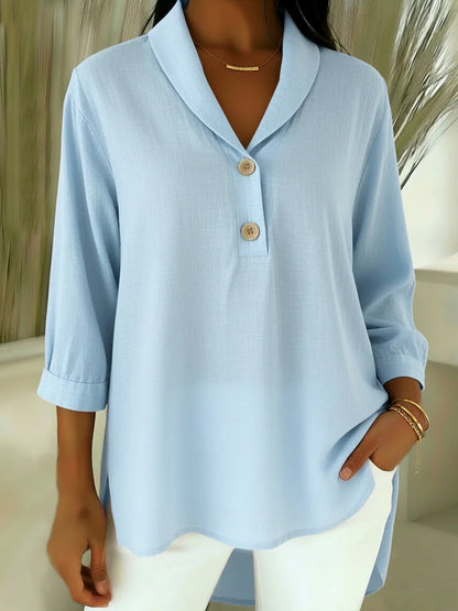 Noa – Blouse with button fastening and V-neck