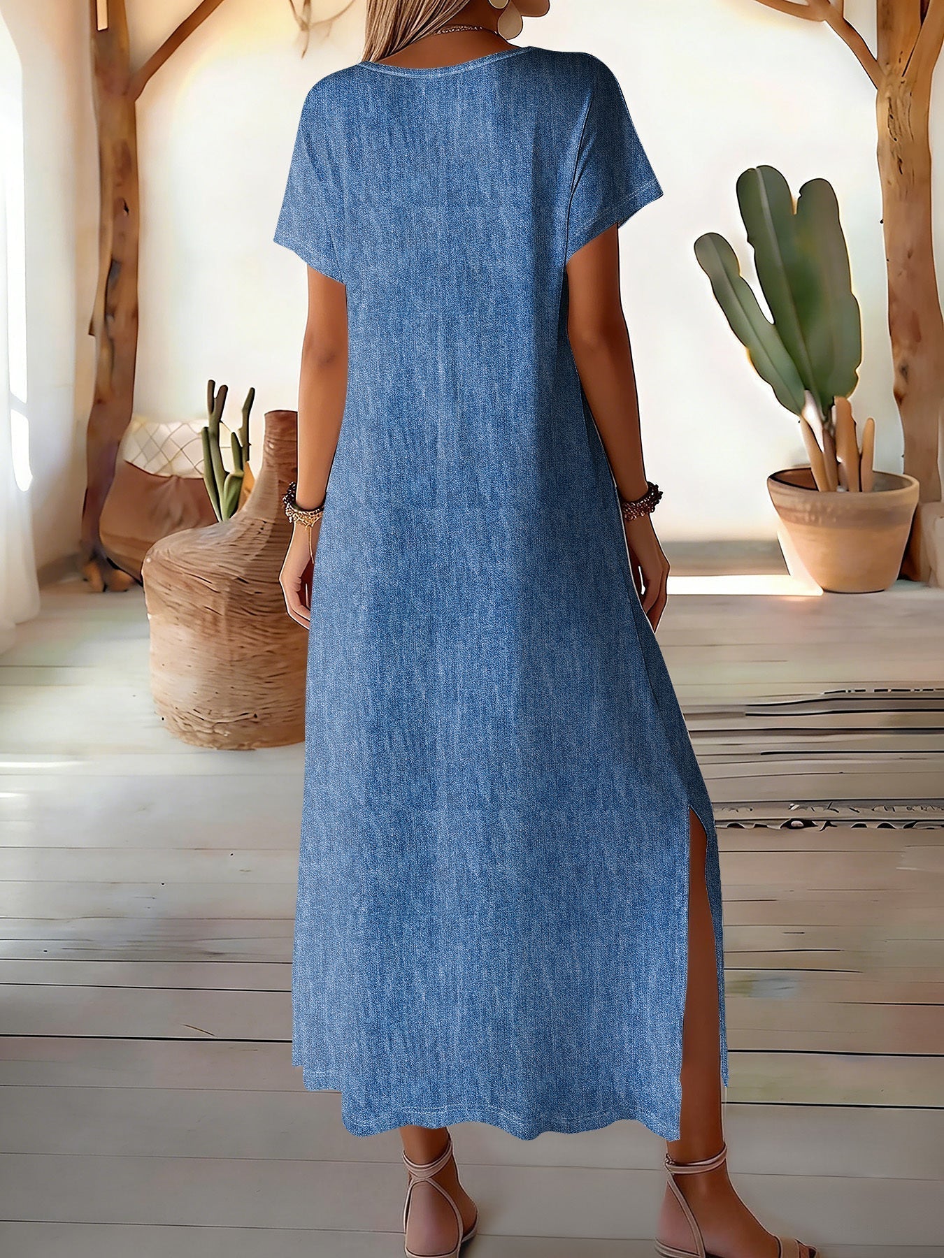 Robe en jean pour femme style rétro décontractée