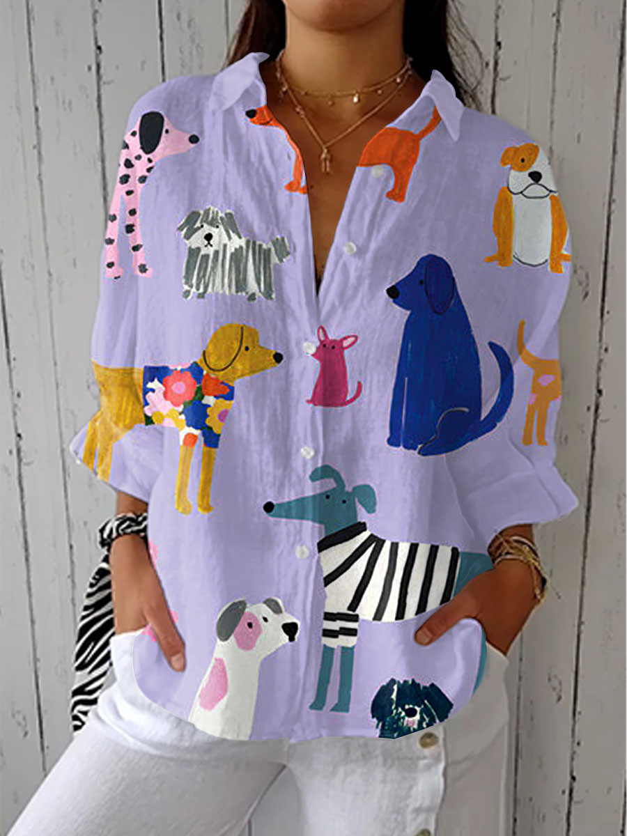 Clodagh – Playful Dog Print Blouse