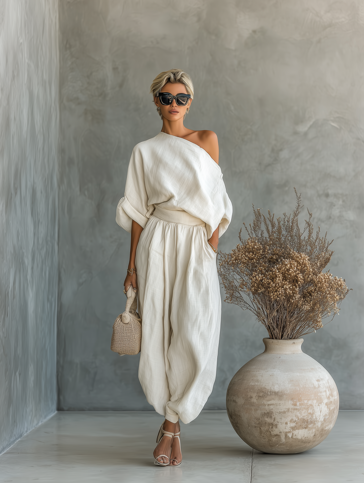 Dianaimh | Soft Off-Shoulder Top and Tapered Pants
