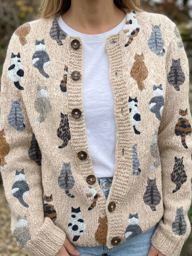 Saoirse | The Cat Print Cardigan