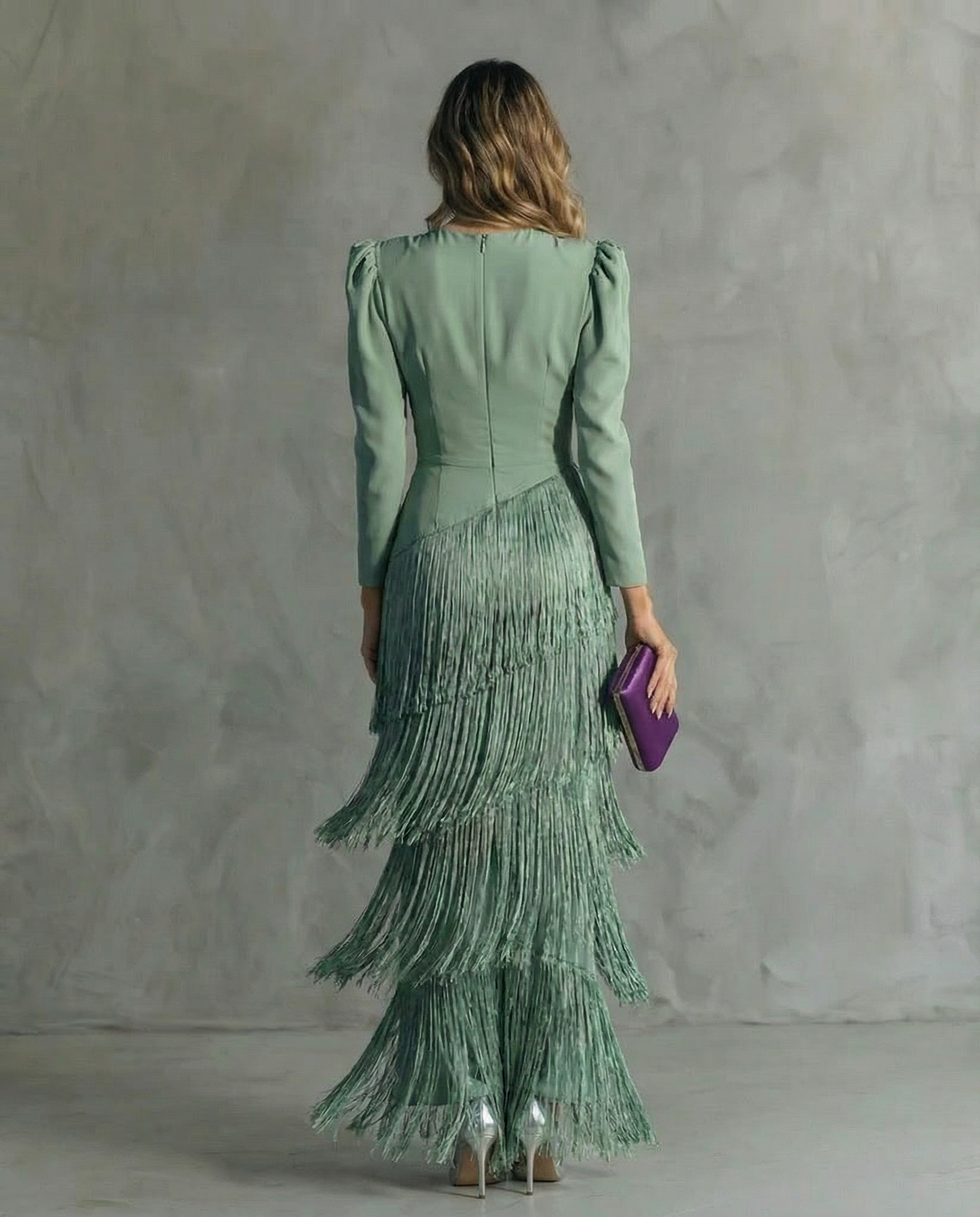 Téphi | Elegant Dress with Fringe Sleeves