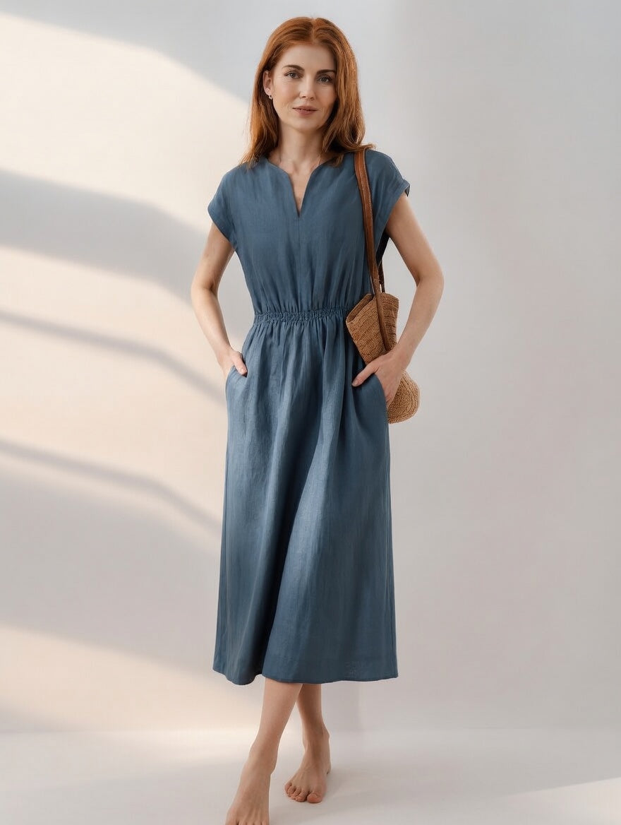 Aoife™ - Flowing Linen-Blend Dress