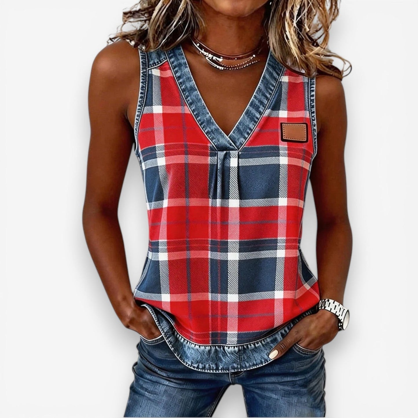 Eibhlín | Sleeveless Checked Top
