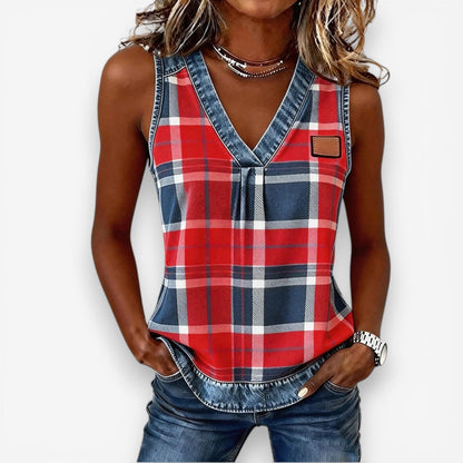 Eibhlín | Sleeveless Checked Top