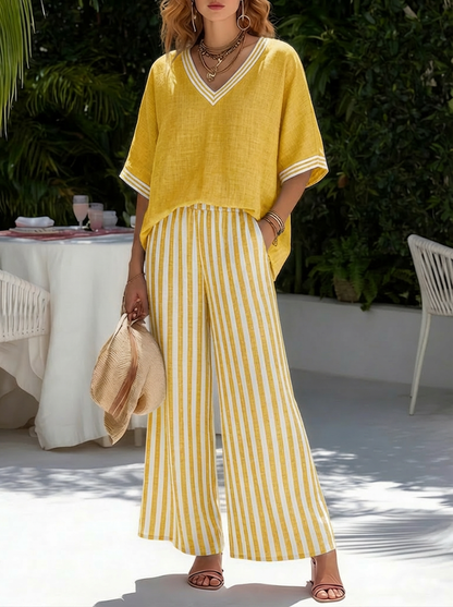 Eachtach | Striped Linen-Cotton Set