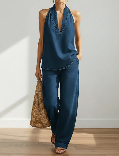 Fiadh | Vintage Washed Soft Denim-Look Two-Piece Set