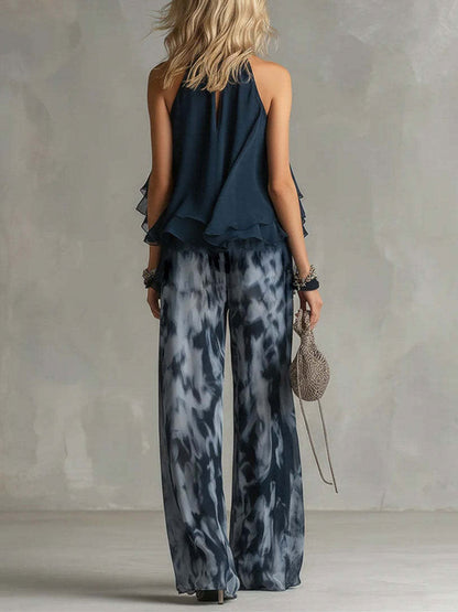 Téite | Loose-Fitting Top and Wide-Leg Pants Set in Chiffon