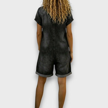 Méabh | Vintage short Cotton Denim-Look Overalls