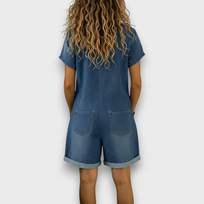 Méabh | Vintage short Cotton Denim-Look Overalls