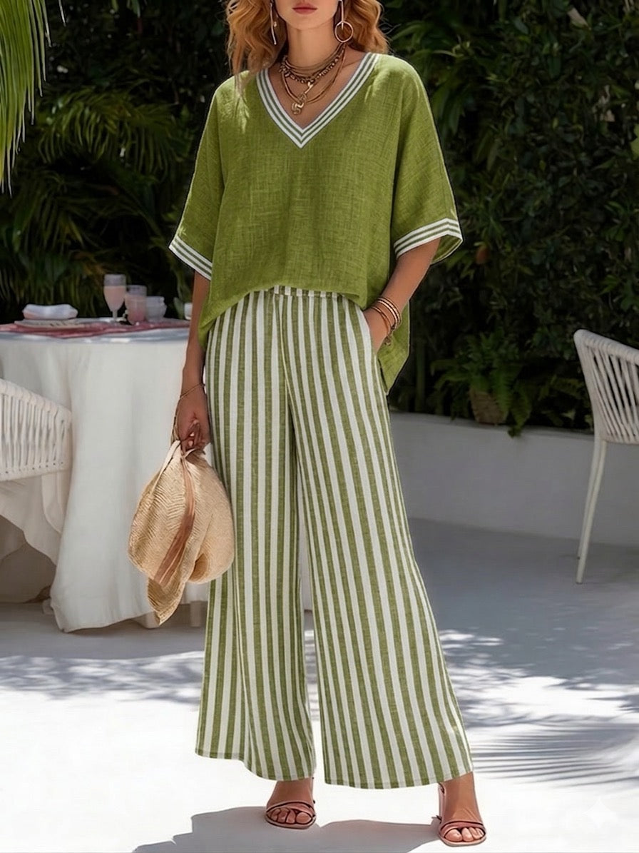 Eachtach | Striped Linen-Cotton Set