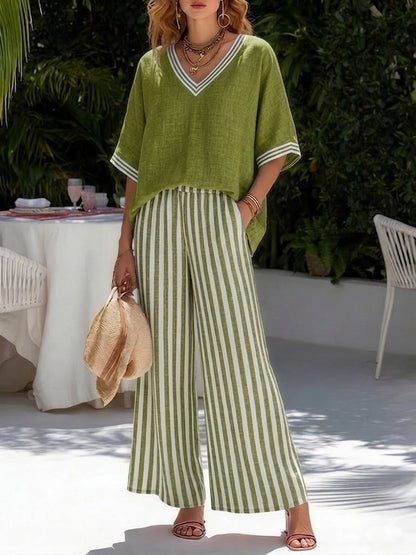 Eachtach | Striped Linen-Cotton Set