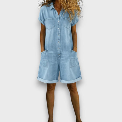 Méabh | Vintage short Cotton Denim-Look Overalls
