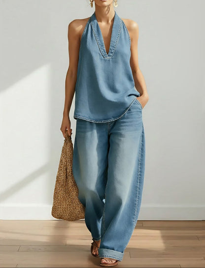 Fiadh | Vintage Washed Soft Denim-Look Two-Piece Set