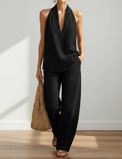 Fiadh | Vintage Washed Soft Denim-Look Two-Piece Set