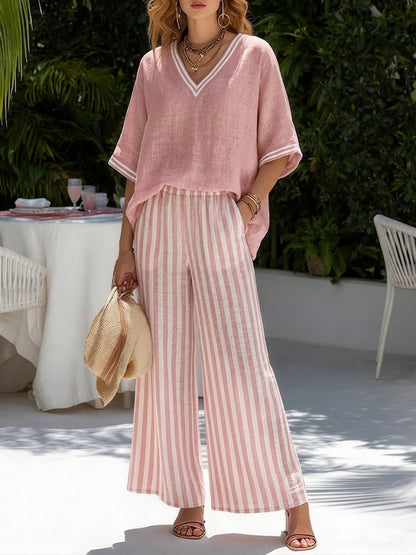 Eachtach | Striped Linen-Cotton Set