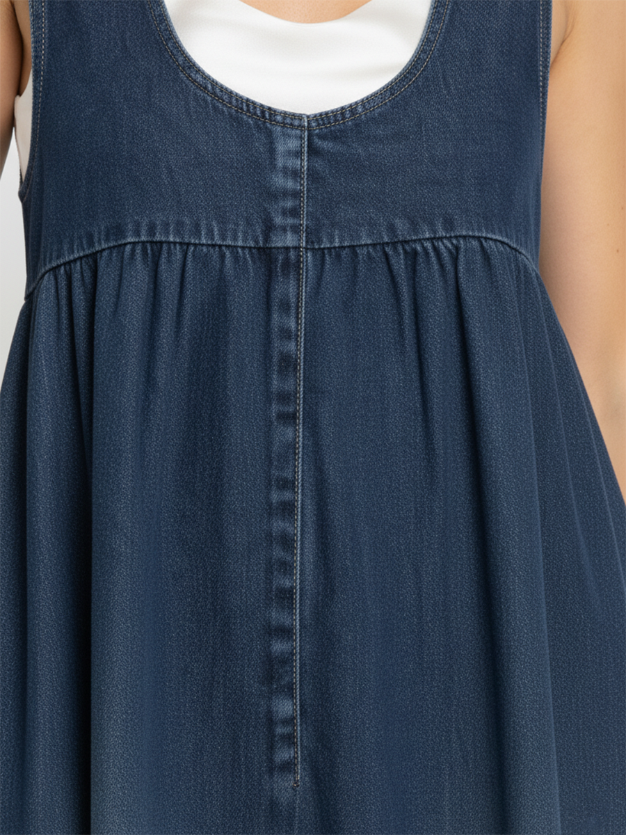 Dearbhla | Vintage Washed Soft Cotton Feel Denim Maxi Dress