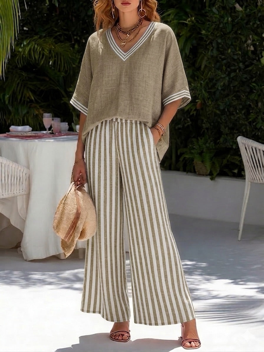 Eachtach | Striped Linen-Cotton Set