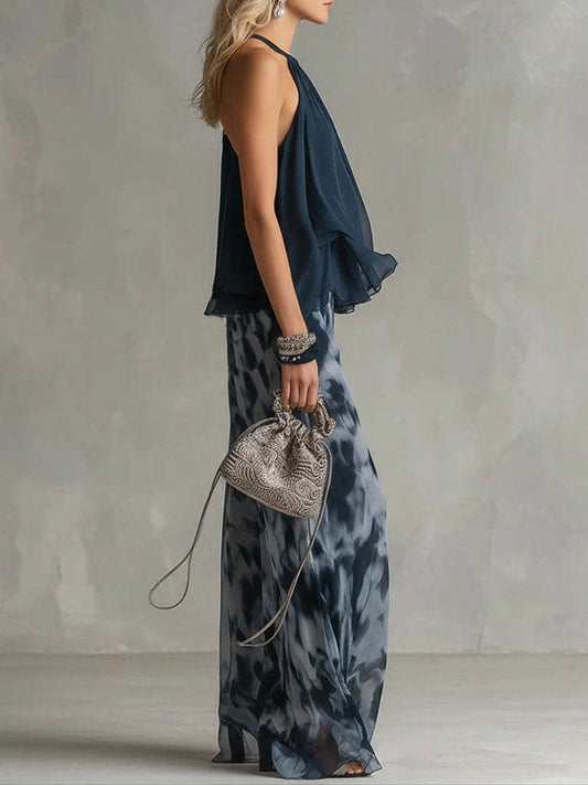 Téite | Loose-Fitting Top and Wide-Leg Pants Set in Chiffon