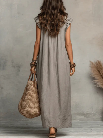Bébháil | Bohemian Long Dress in Linen and Cotton
