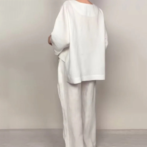Aoibheann | Cotton-Linen V-Neck Two-Piece Set