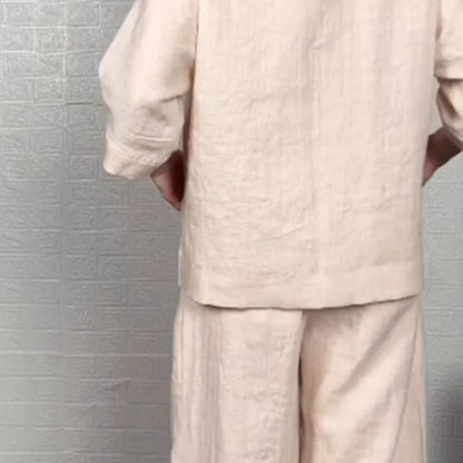 Aoibheann | Cotton-Linen V-Neck Two-Piece Set